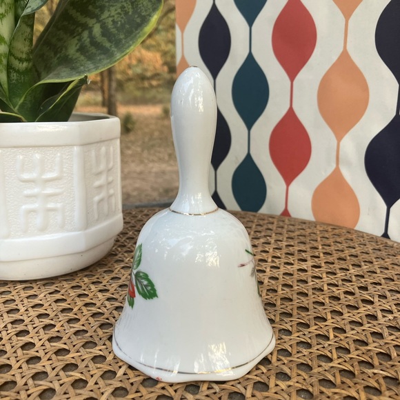 Porcelain Red Rose Floral Bell w/Gold Accents Vintage - Picture 6 of 13